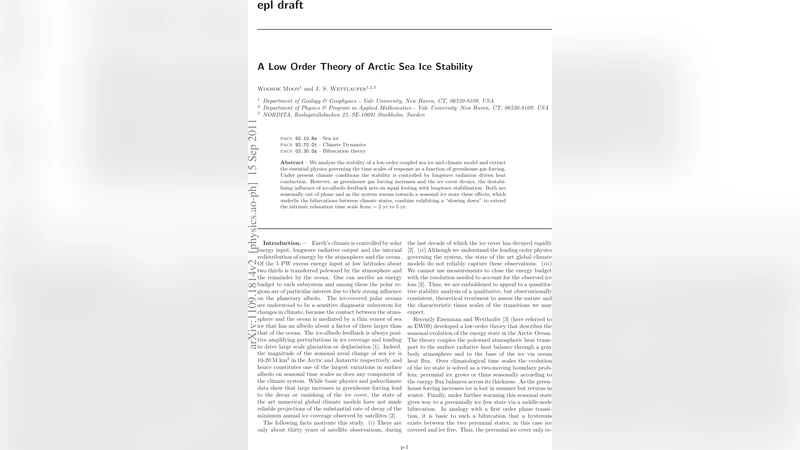 A Low Order Theory of Arctic Sea Ice Stability