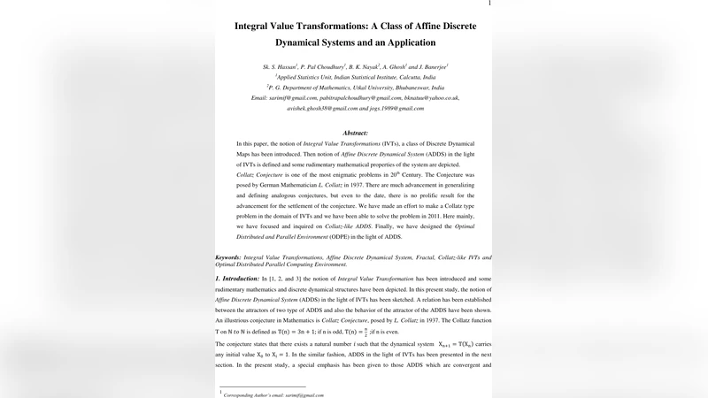 Integral Value Transformations: A Class of Affine Discrete Dynamical   Systems and an Application