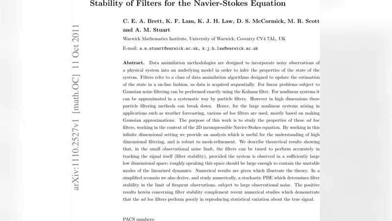 Stability of Filters for the Navier-Stokes Equation