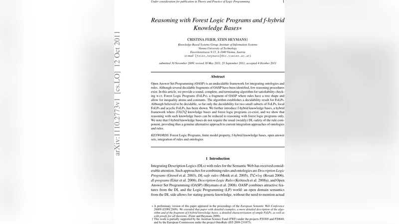 Reasoning with Forest Logic Programs and f-hybrid Knowledge Bases