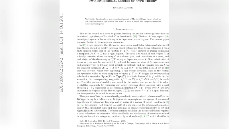 Two-dimensional models of type theory