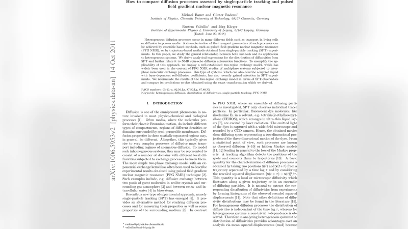 How to compare diffusion processes assessed by single-particle tracking   and pulsed field gradient nuclear magnetic resonance