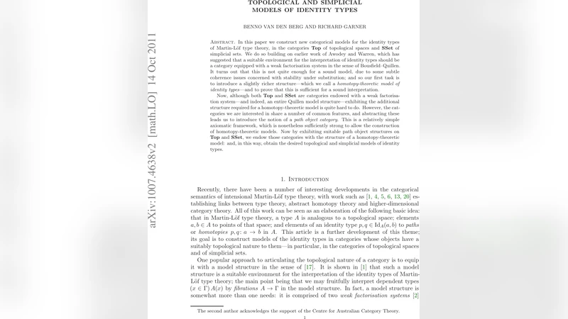 Topological and simplicial models of identity types