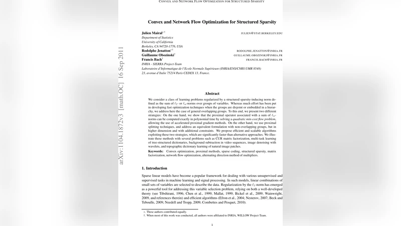 Convex and Network Flow Optimization for Structured Sparsity