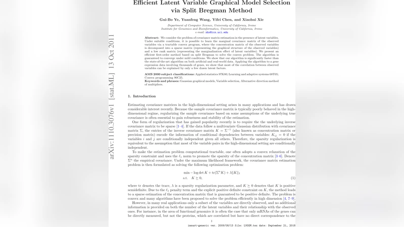Efficient Latent Variable Graphical Model Selection via Split Bregman   Method