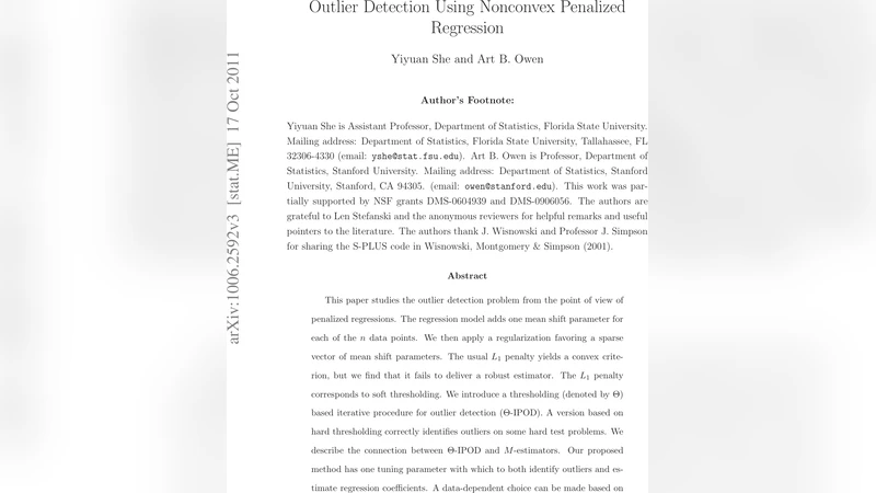 Outlier Detection Using Nonconvex Penalized Regression