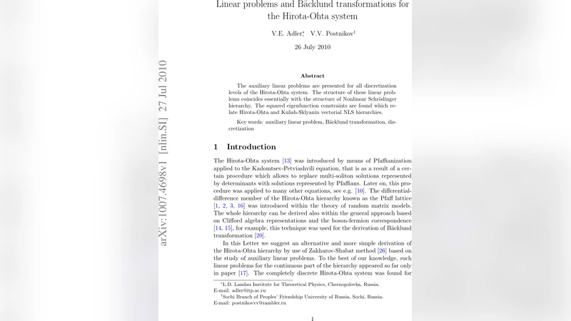 Linear problems and B"acklund transformations for the Hirota-Ohta   system