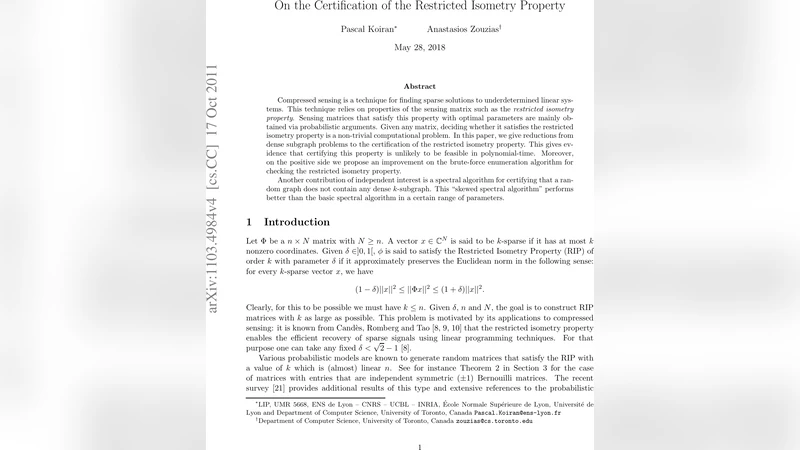 On the Certification of the Restricted Isometry Property