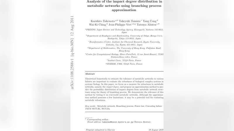 Analysis of the impact degree distribution in metabolic networks using   branching process approximation