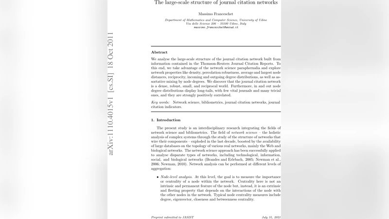 The large-scale structure of journal citation networks