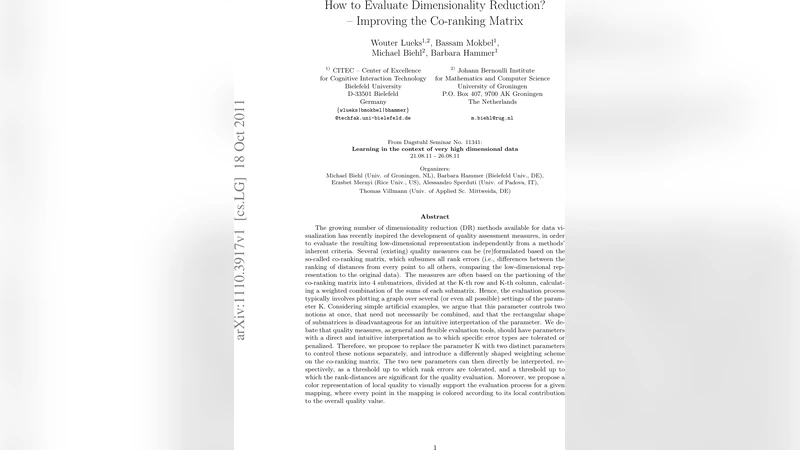 How to Evaluate Dimensionality Reduction? - Improving the Co-ranking   Matrix