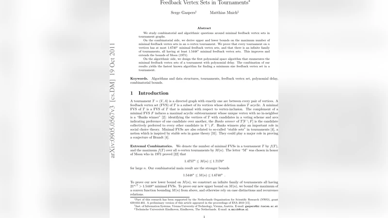 Feedback Vertex Sets in Tournaments