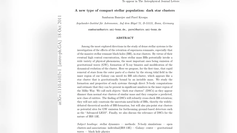 A new type of compact stellar population: dark star clusters