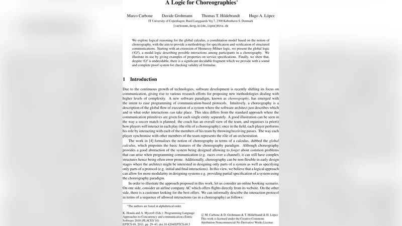 A Logic for Choreographies