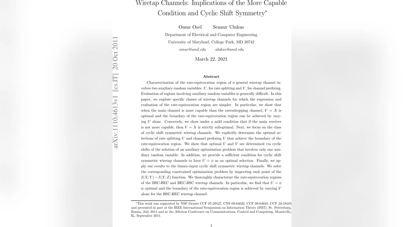 Wiretap Channels: Implications of the More Capable Condition and Cyclic   Shift Symmetry