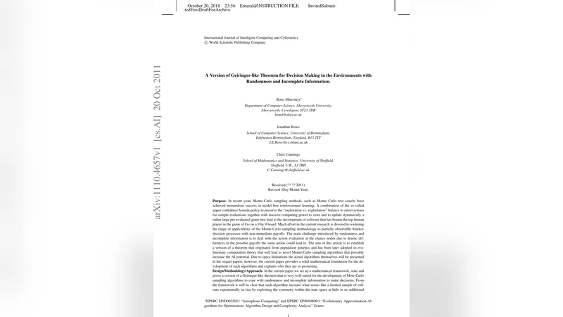 A Version of Geiringer-like Theorem for Decision Making in the   Environments with Randomness and Incomplete Information