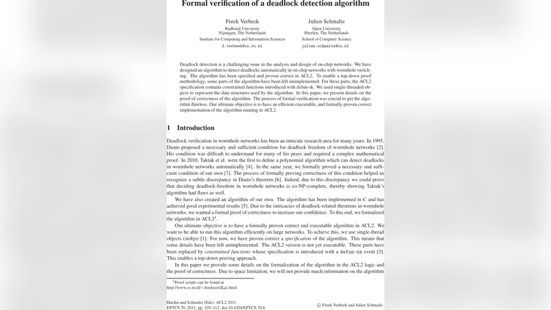 Formal verification of a deadlock detection algorithm