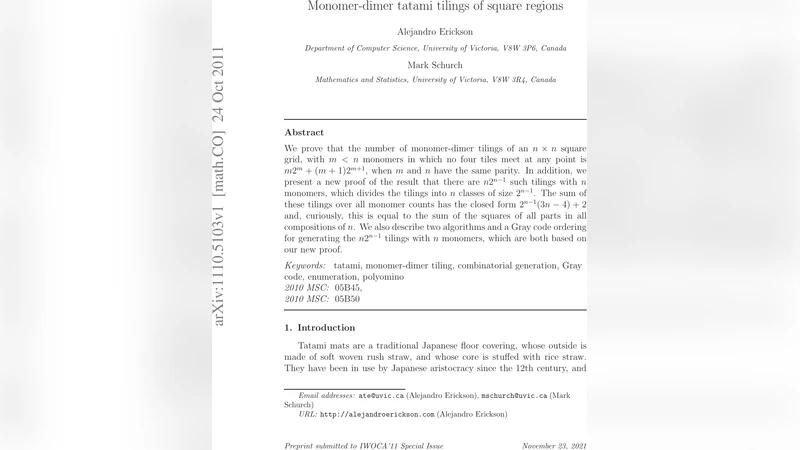 Monomer-dimer tatami tilings of square regions