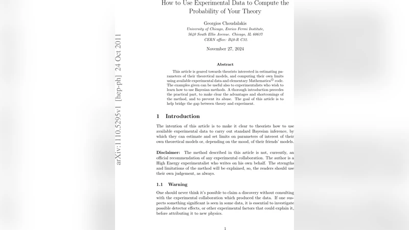 How to Use Experimental Data to Compute the Probability of Your Theory