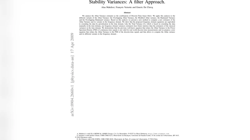 Stability Variances: A filter Approach