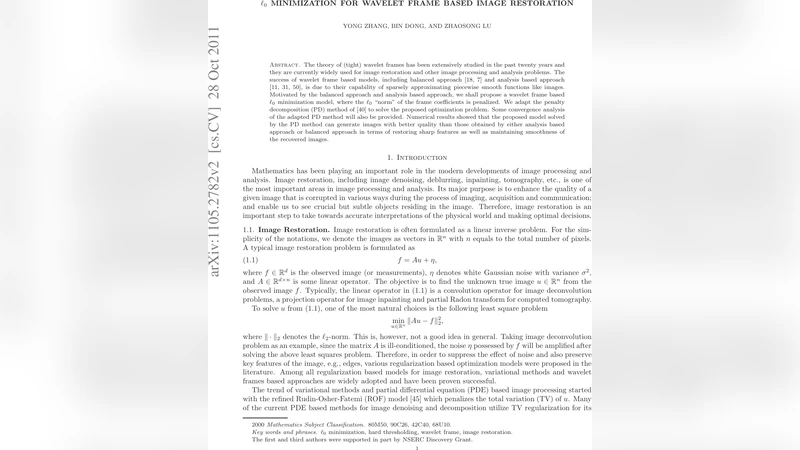 $ell_0$ Minimization for Wavelet Frame Based Image Restoration