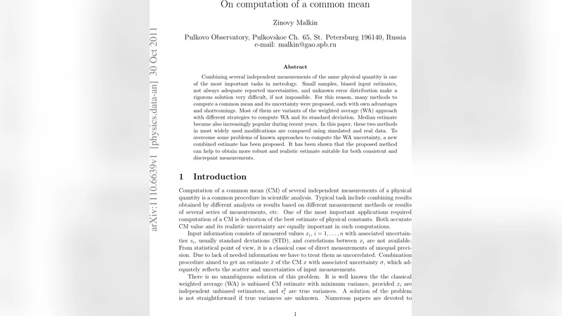 On computation of a common mean