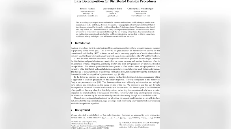 Lazy Decomposition for Distributed Decision Procedures
