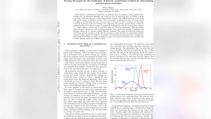 Scoring Strategies for the Underdog: A general, quantitative method for   determining optimal sports strategies