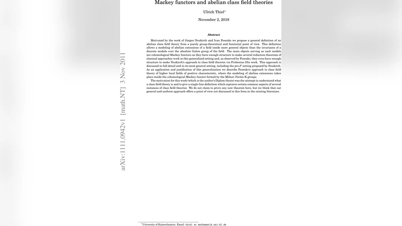 Mackey functors and abelian class field theories