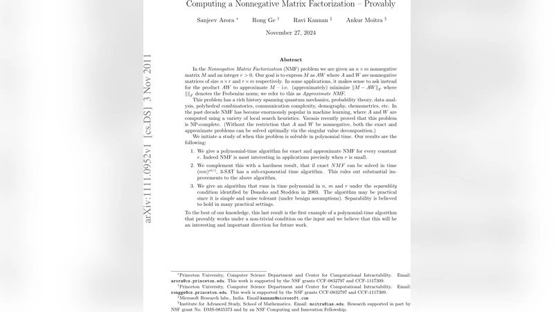 Computing a Nonnegative Matrix Factorization -- Provably