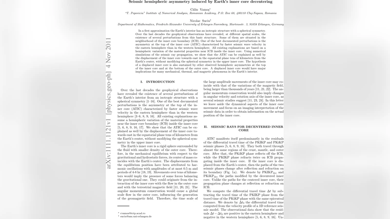 Seismic hemispheric asymmetry induced by Earths inner core decentering