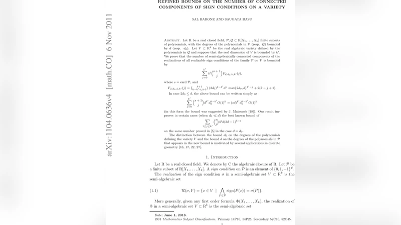 Refined bounds on the number of connected components of sign conditions   on a variety