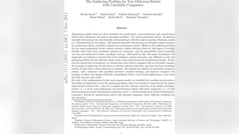 The Gathering Problem for Two Oblivious Robots with Unreliable Compasses
