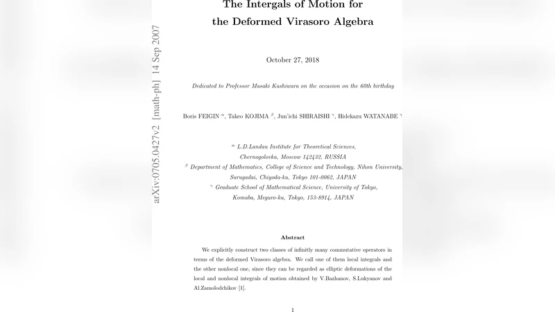 The Integrals of Motion for the Deformed Virasoro Algebra