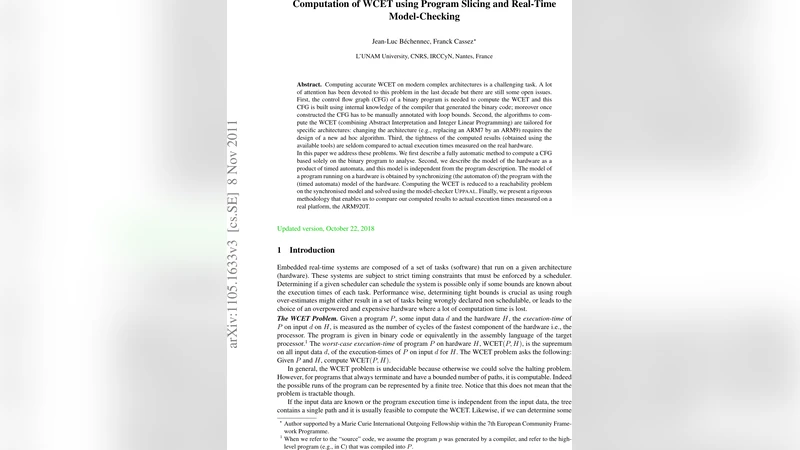 Computation of WCET using Program Slicing and Real-Time Model-Checking