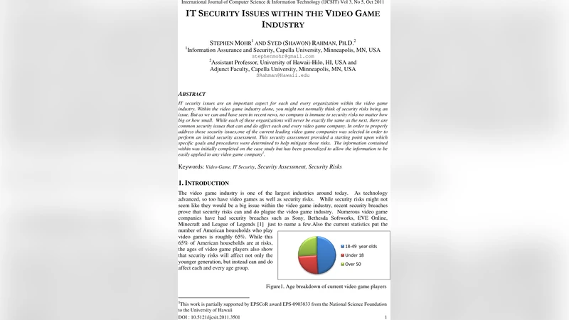 IT Security Issues Within the Video Game Industry