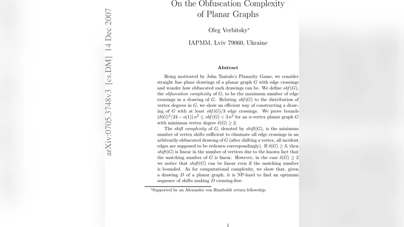 On the Obfuscation Complexity of Planar Graphs