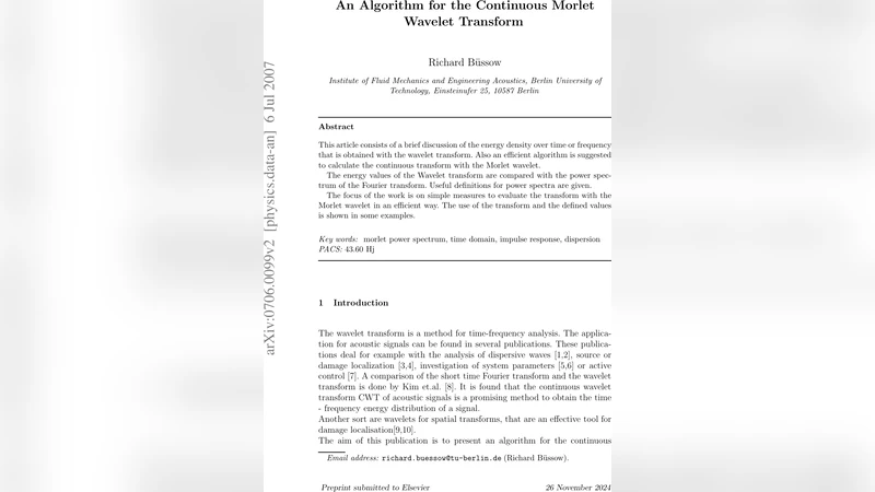 An Algorithm for the Continuous Morlet Wavelet Transform