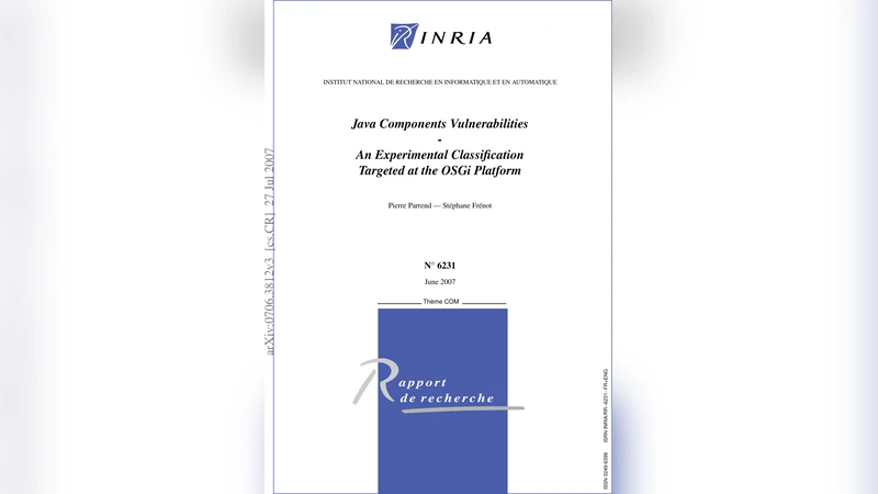 Java Components Vulnerabilities - An Experimental Classification   Targeted at the OSGi Platform