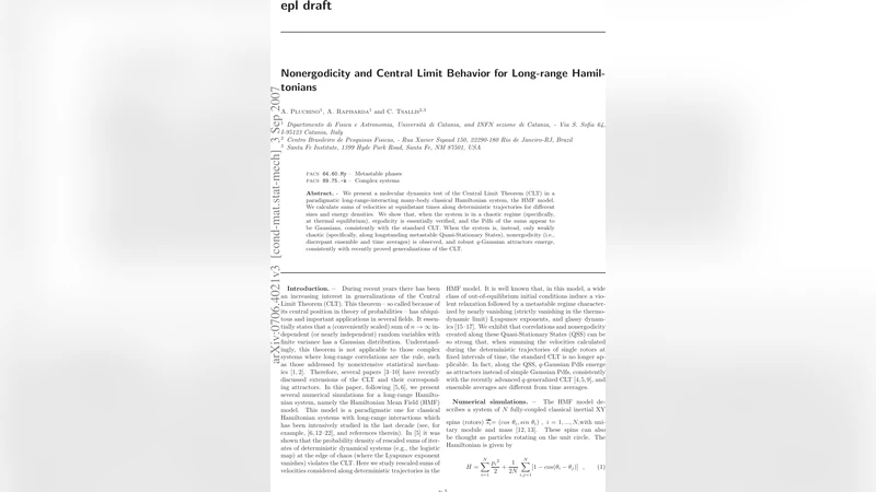 Nonergodicity and Central Limit Behavior for Long-range Hamiltonians