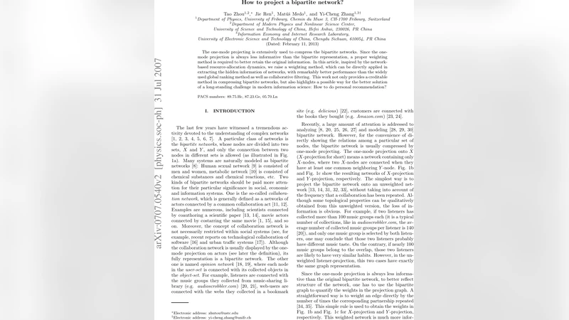 How to project a bipartite network?