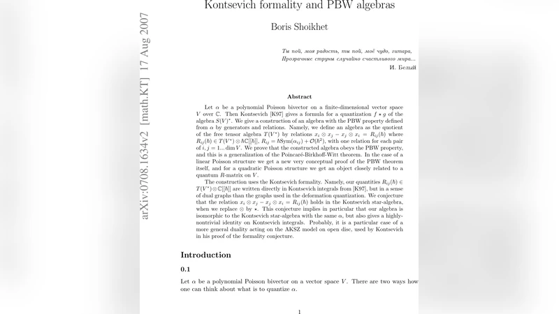 Kontsevich formality and PBW algebras