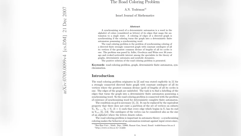 The road coloring problem