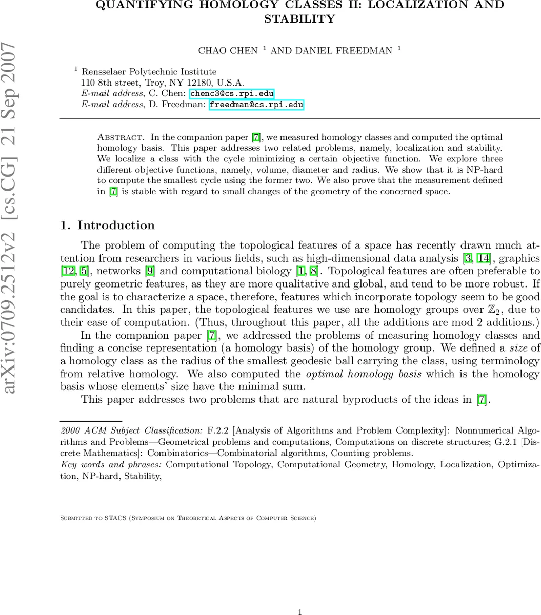Quantifying Homology Classes II: Localization and Stability
