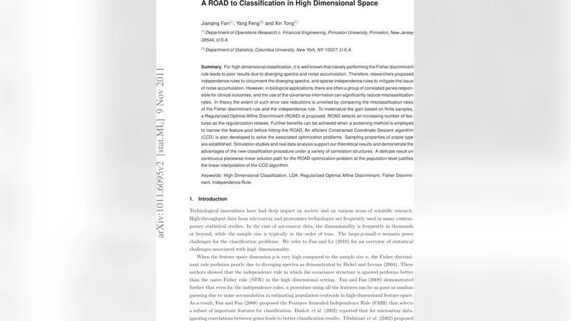 A ROAD to Classification in High Dimensional Space
