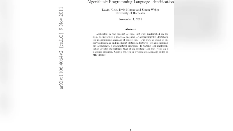 Algorithmic Programming Language Identification