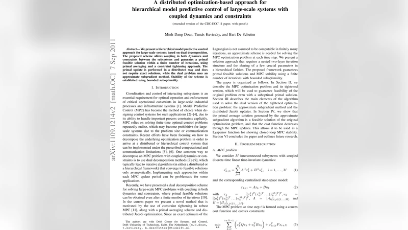 A distributed optimization-based approach for hierarchical model   predictive control of large-scale systems with coupled dynamics and   constraints
