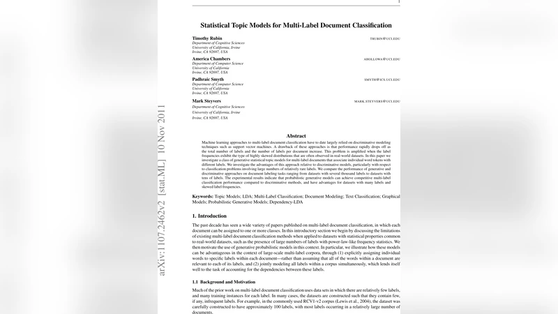 Statistical Topic Models for Multi-Label Document Classification