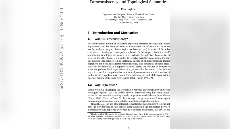 Paraconsistency and Topological Semantics