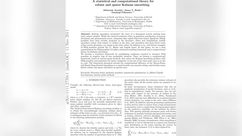 A statistical and computational theory for robust and sparse Kalman   smoothing